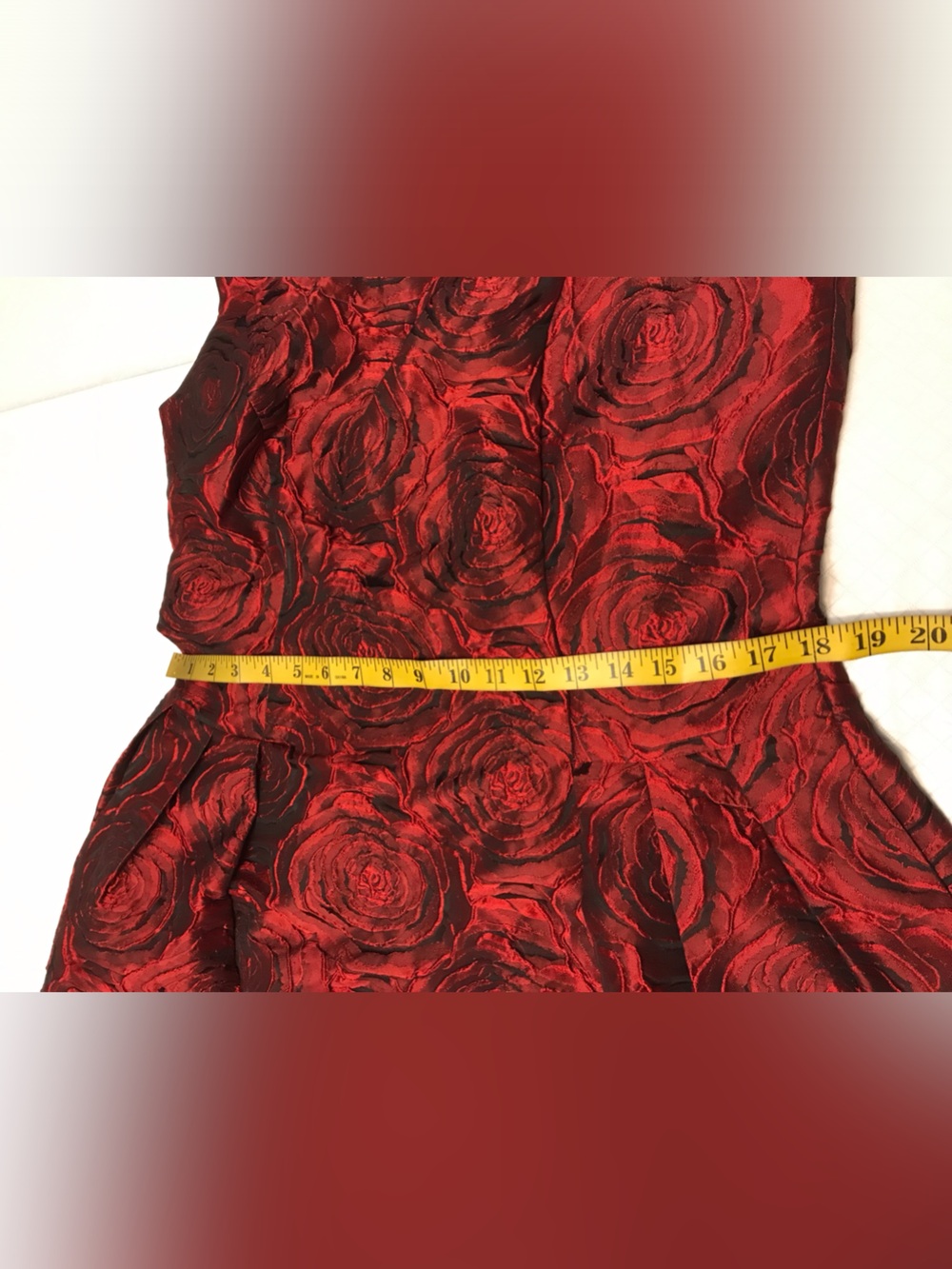Carmen Marc Valvo Red Floral Jacquard Midi Dress - Picture 11 of 15